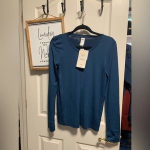 Fabletics Aria scoop neck top teal color size small